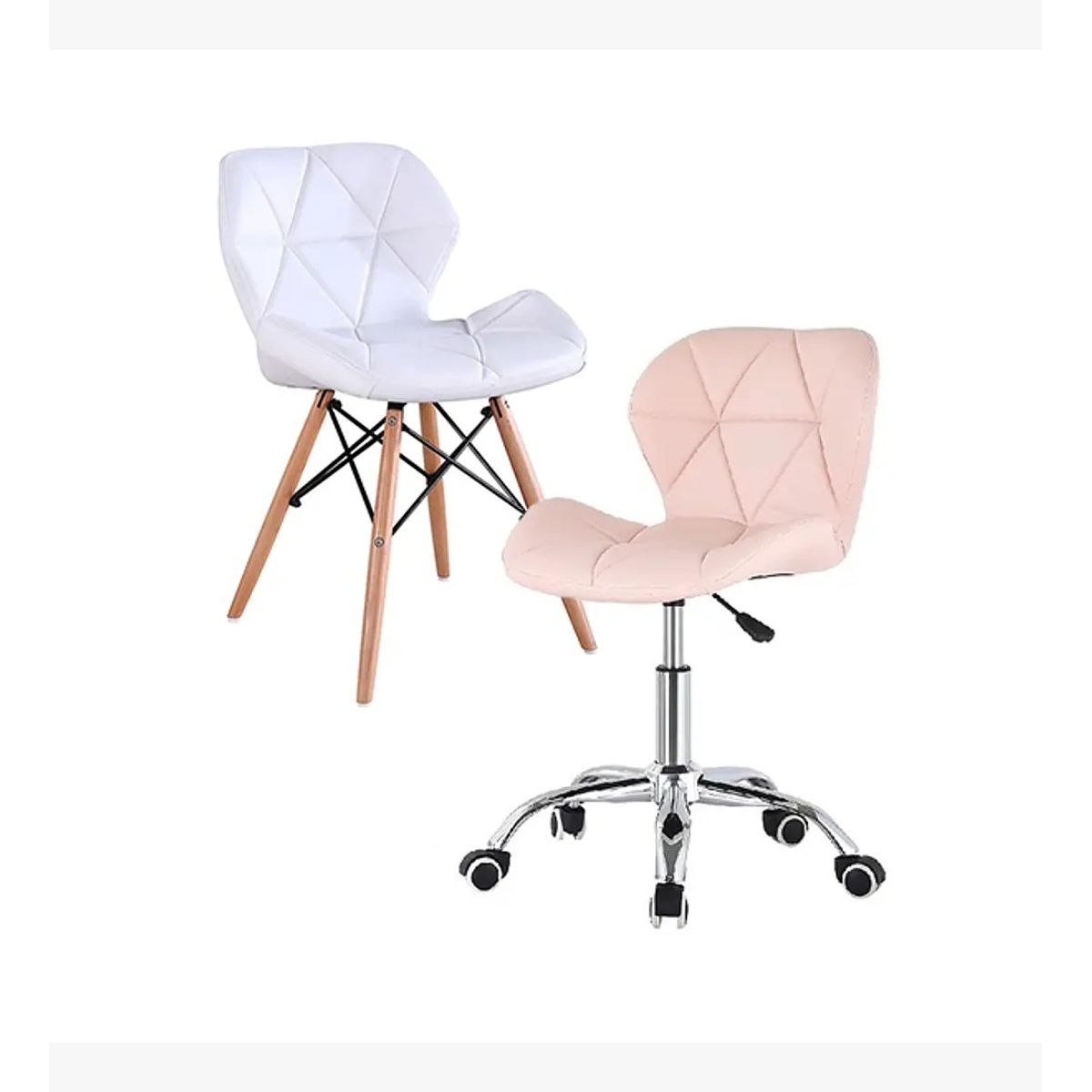 CORI CORI - Pack Manicurista Eames - Tipo Escritorio Rosa + Silla Blanca