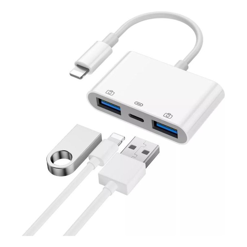 GENERICO - Adaptador USB 3 en 1 con Puertos para iPhone y iPad