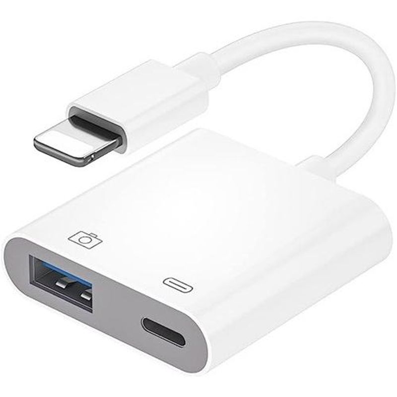 GENERICO - Adaptador USB OTG para iPhone y iPad con carga simultánea
