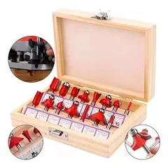 GENERICO - Set de 15 Fresas de Madera 6.35mm para Router Tupi