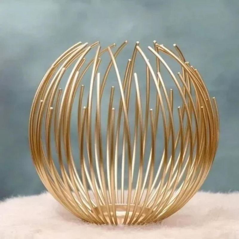 GENERICO - Candelabro Esférico dorado de metal estilo nórdico elegante