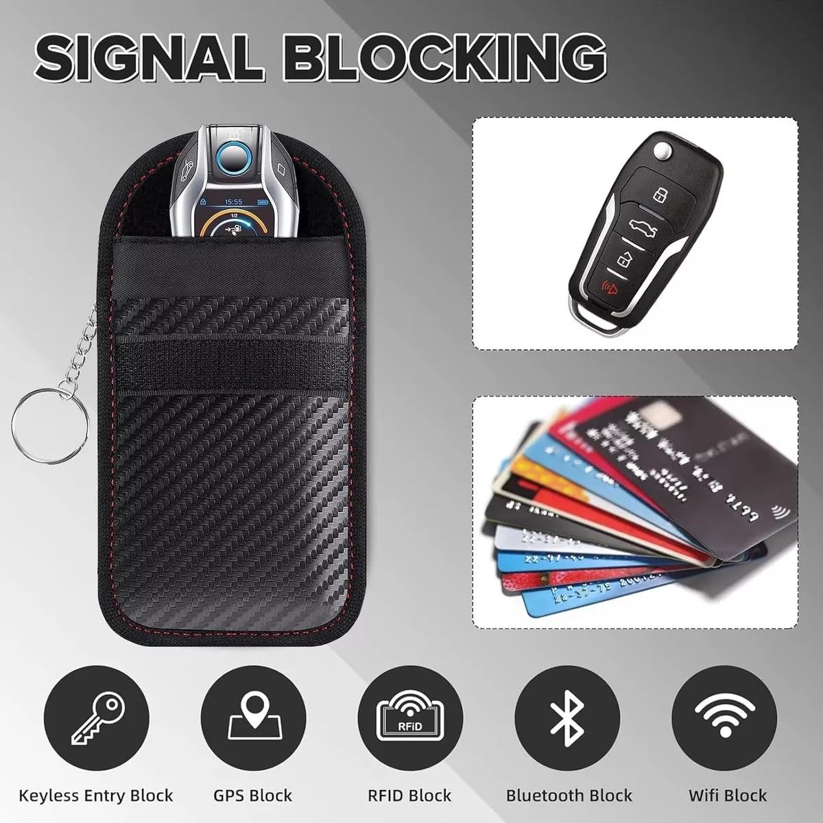 KUANGYE - Paquete De 2 Bolsas Faraday Antirrobo Color Negro