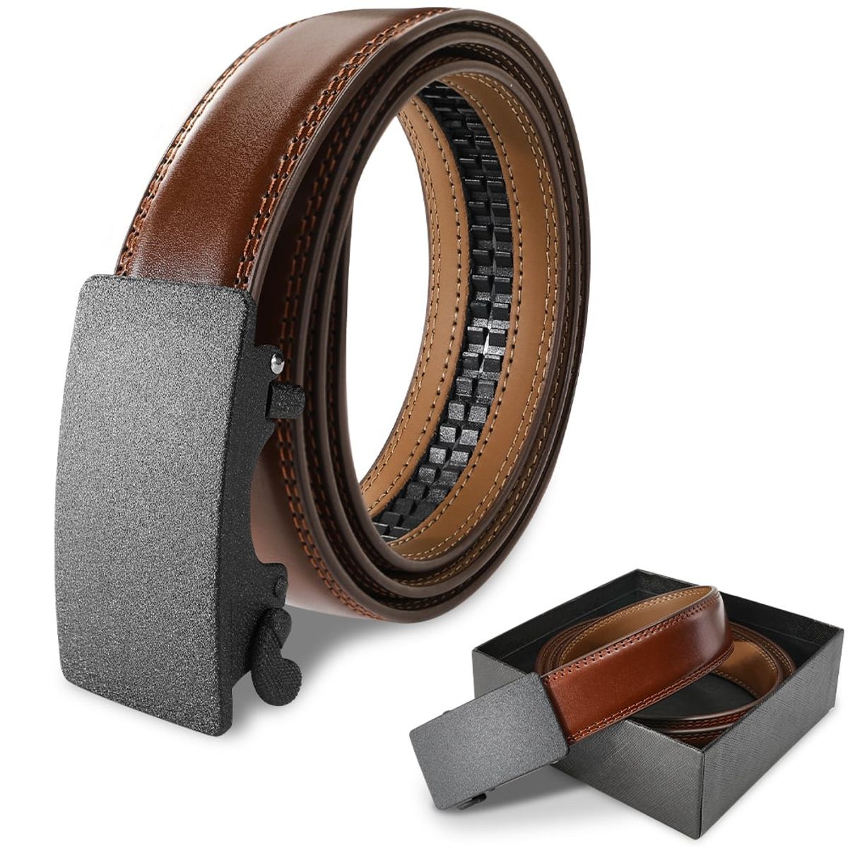 SLOWTON - Cinturón De Cuero Hombre Con Hebilla Automática En Caja