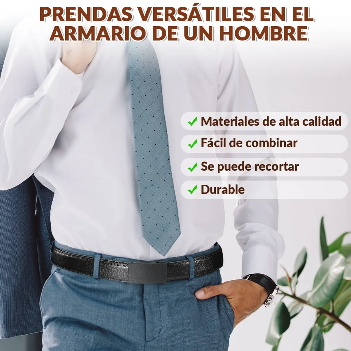 SLOWTON - Cinturón De Cuero Hombre Con Hebilla Automática En Caja