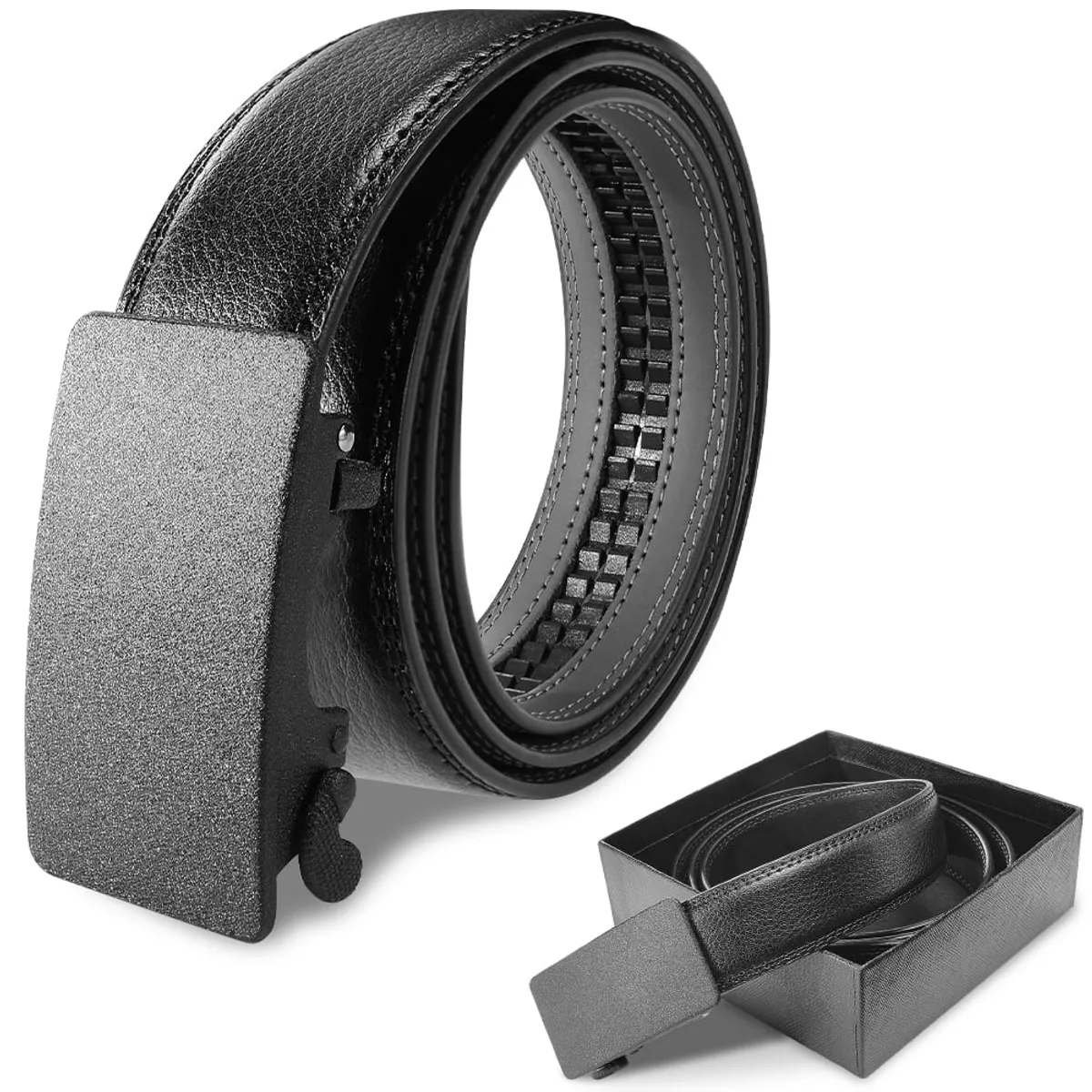 LUKOVEE - Cinturón De Cuero Hombre Con Hebilla Automática En Caja