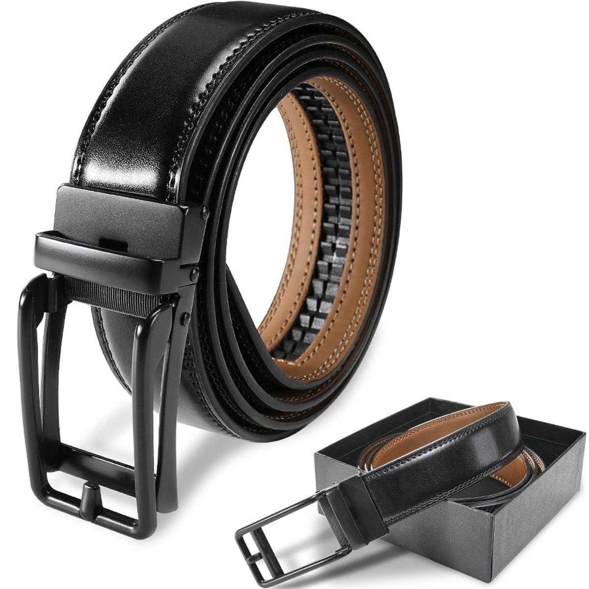 SLOWTON - Cinturón Hombre De Cuero Con Hebilla Automática En Caja