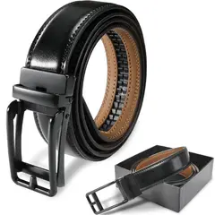 LUKOVEE - Cinturón Hombre De Cuero Con Hebilla Automática En Caja