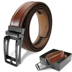 LUKOVEE - Cinturón Hombre De Cuero Con Hebilla Automática En Caja