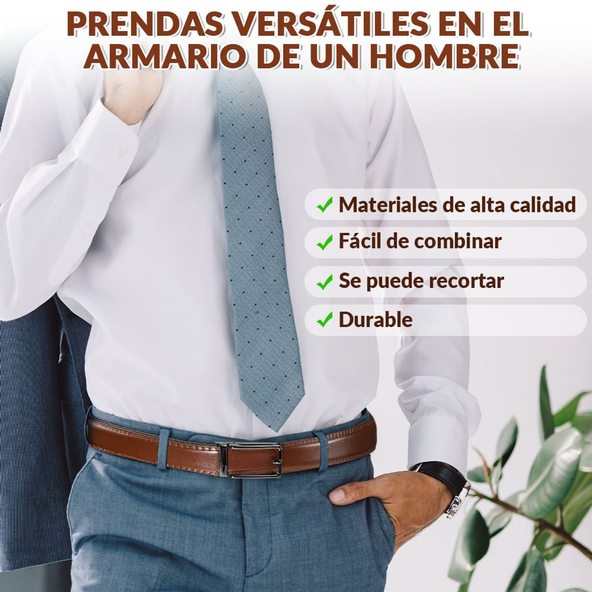 SLOWTON - Cinturón Hombre De Cuero Con Hebilla Automática En Caja