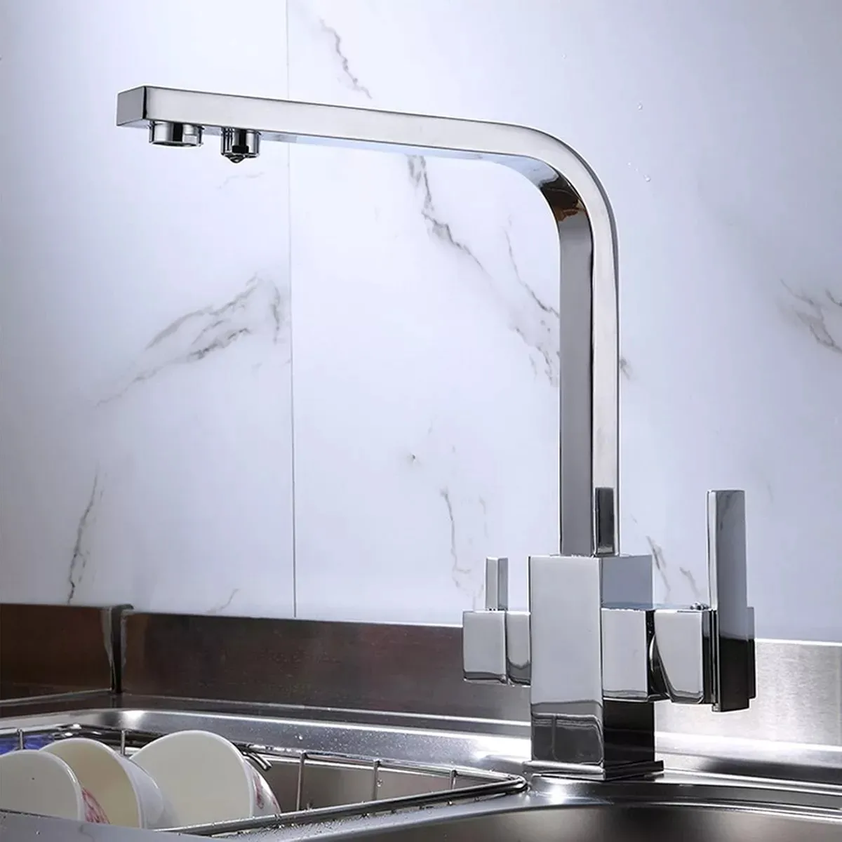 EVERSO - Grifo de cocina de 3 en 1 Mango único (para filtros de agua)