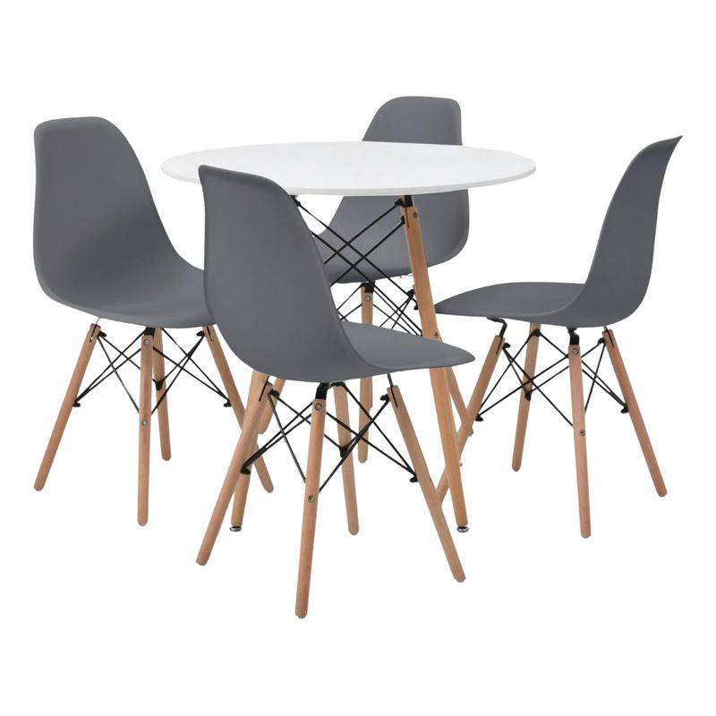 U BUY - Juego Comedor 4 Sillas Eames + Mesa Redonda Eames 80cm Gris