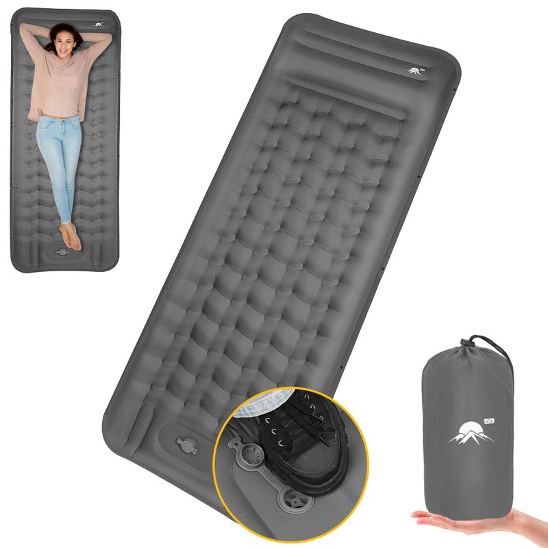 LUKOVEE - Colchoneta Camping Inflable Impermeable Individual+ Almohada