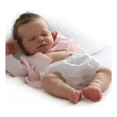 LSABEL RENACI - Muñeca Bebé Reborn Silicona 19 Pulgadas Niña Dormida Rosa