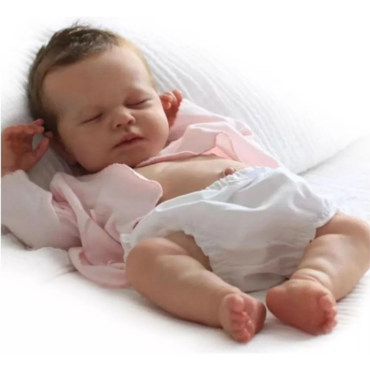 LSABEL RENACI - Muñeca Bebé Reborn Silicona 19 Pulgadas Niña Dormida Rosa