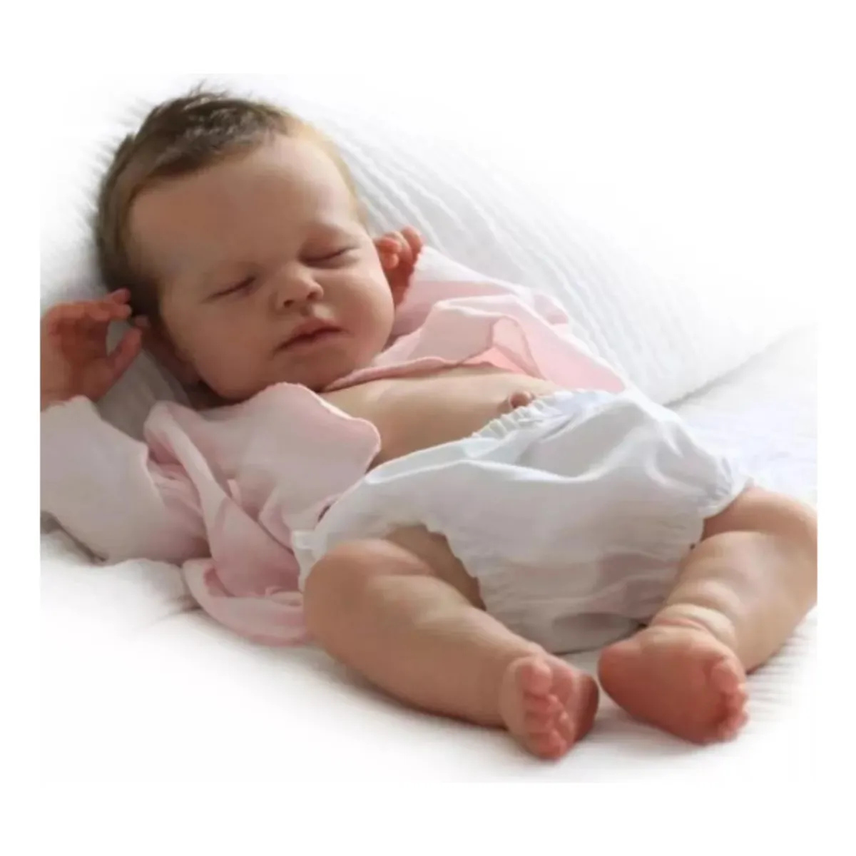 LSABEL RENACI - Muñeca Bebé Reborn Silicona 19 Pulgadas Niña Dormida Rosa