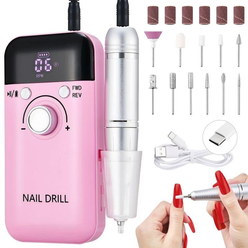 LUKOVEE - Torno Eléctrico Uñas Profesional Drill Portátil 45000 Rpm
