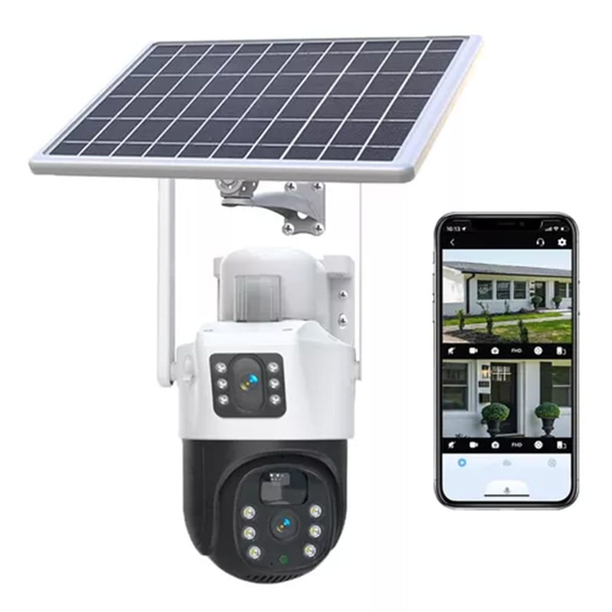 BITART - Cámara Solar 360° Exterior Wifi Inalámbrica Doble Lente 4mp