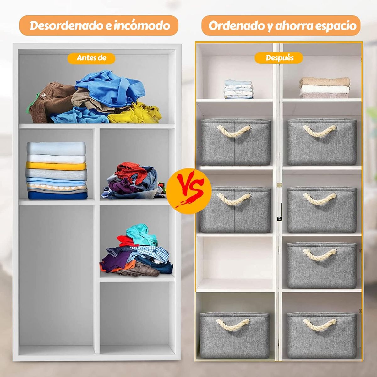 GENERICO - Cestas De Almacenamiento De Tela Para Plegable Con Manijas