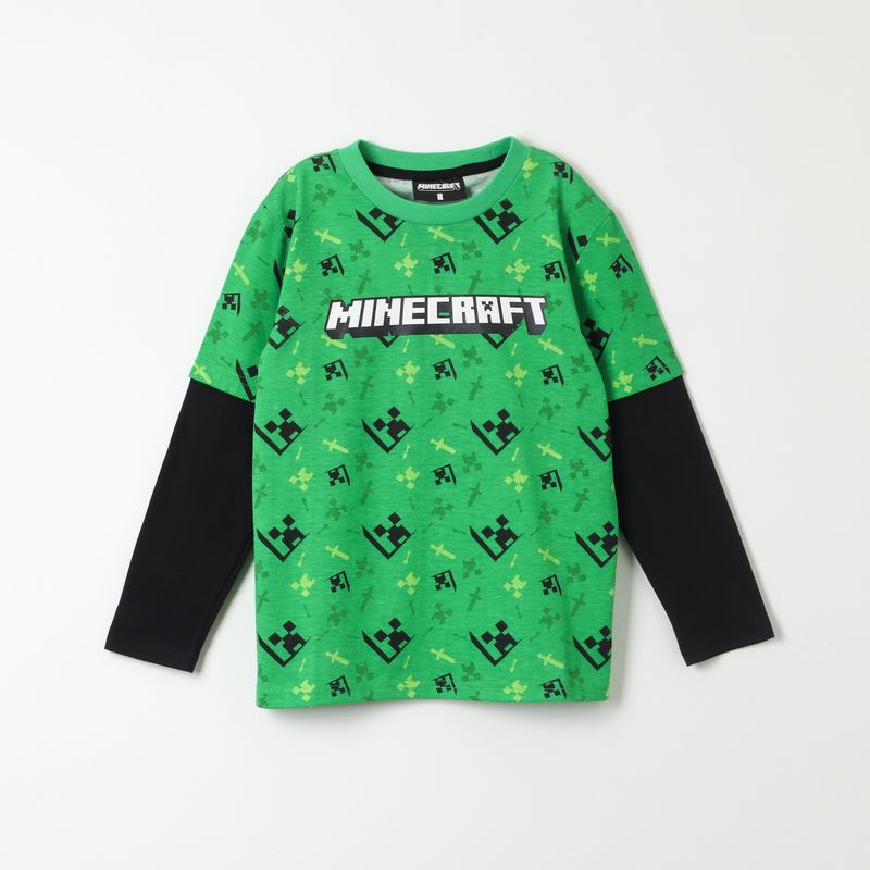 MINECRAFT - Polera Manga Larga Niño Creepers Faces Verde Minecraft