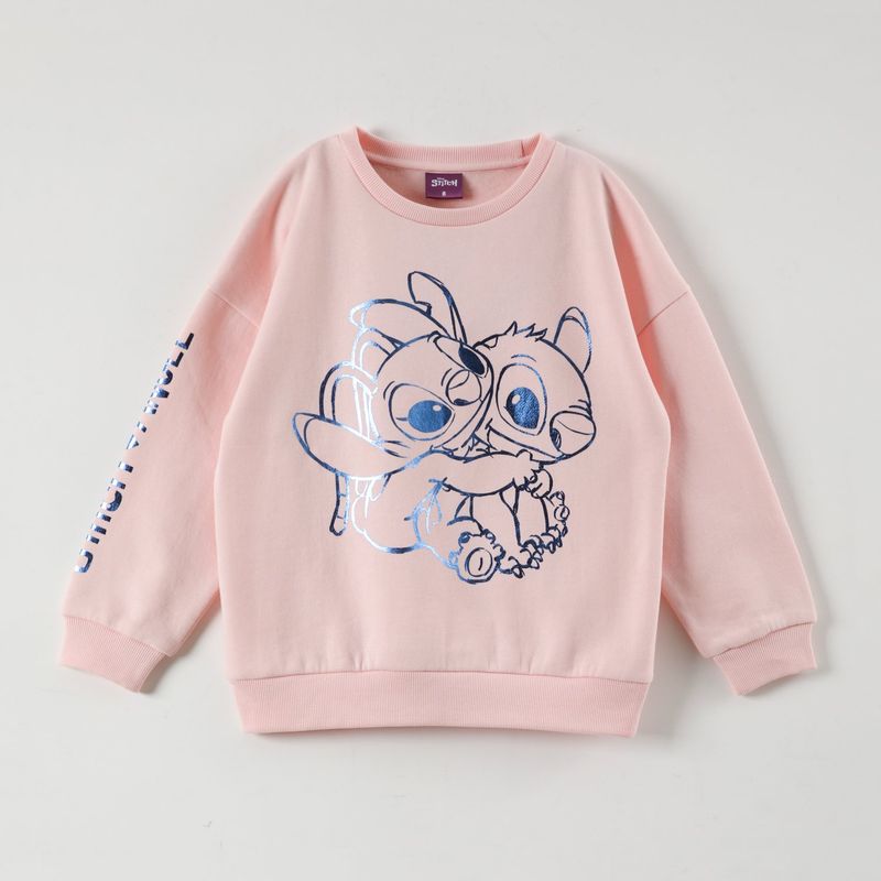 DISNEY - Poleron Cerrado Niña Lilo & Stitch Details Rosado Disney