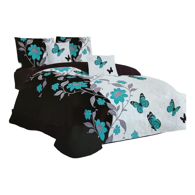 GENERICO - Cubrecama Reversible de Verano 1.5 Plazas con Fundas