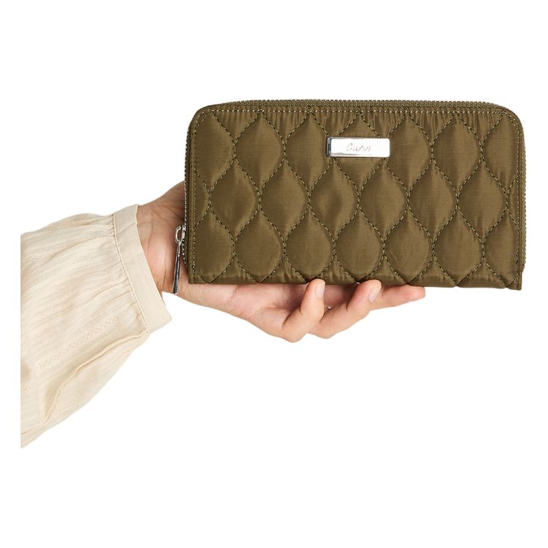 CURVI - Billetera De Tela Con Quilt Verde