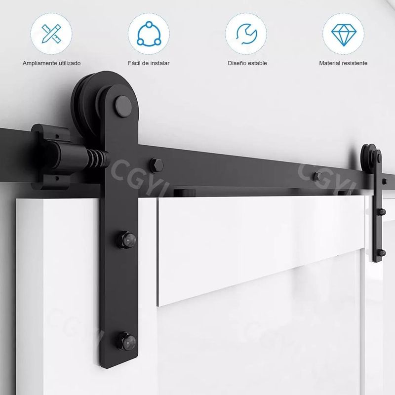 GENERICO - Soporte Rieles de Acero para Puerta Estilo Granero 2m
