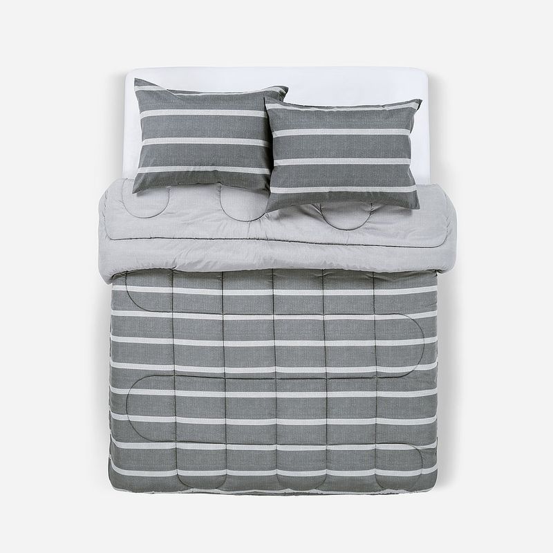 ROSEN - Plumón Reversible Soft Touch Alonso Gris 2 Plazas