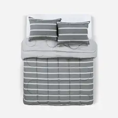 ROSEN - Plumón Reversible Soft Touch Alonso Gris 2 Plazas