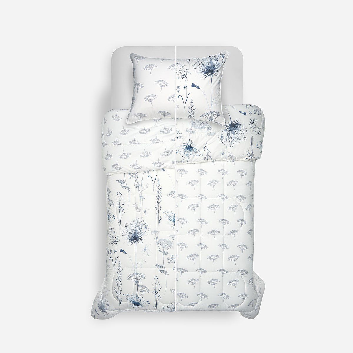 ROSEN - Plumón Algodón Reversible Valencia Azul/Blanco 1,5 Plazas