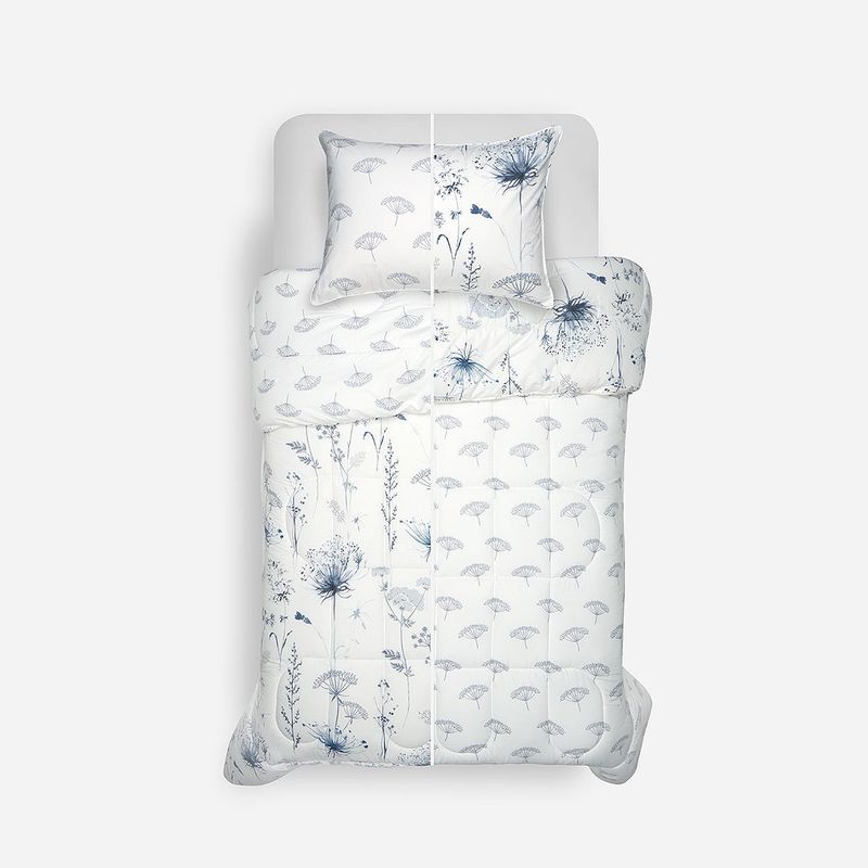 ROSEN - Plumón Algodón Reversible Valencia Azul/Blanco 1,5 Plazas.