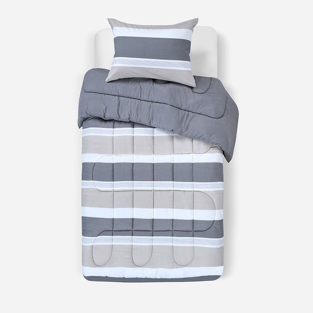 ROSEN - Plumón Reversible Soft Touch Amaro Gris 1,5 Plazas