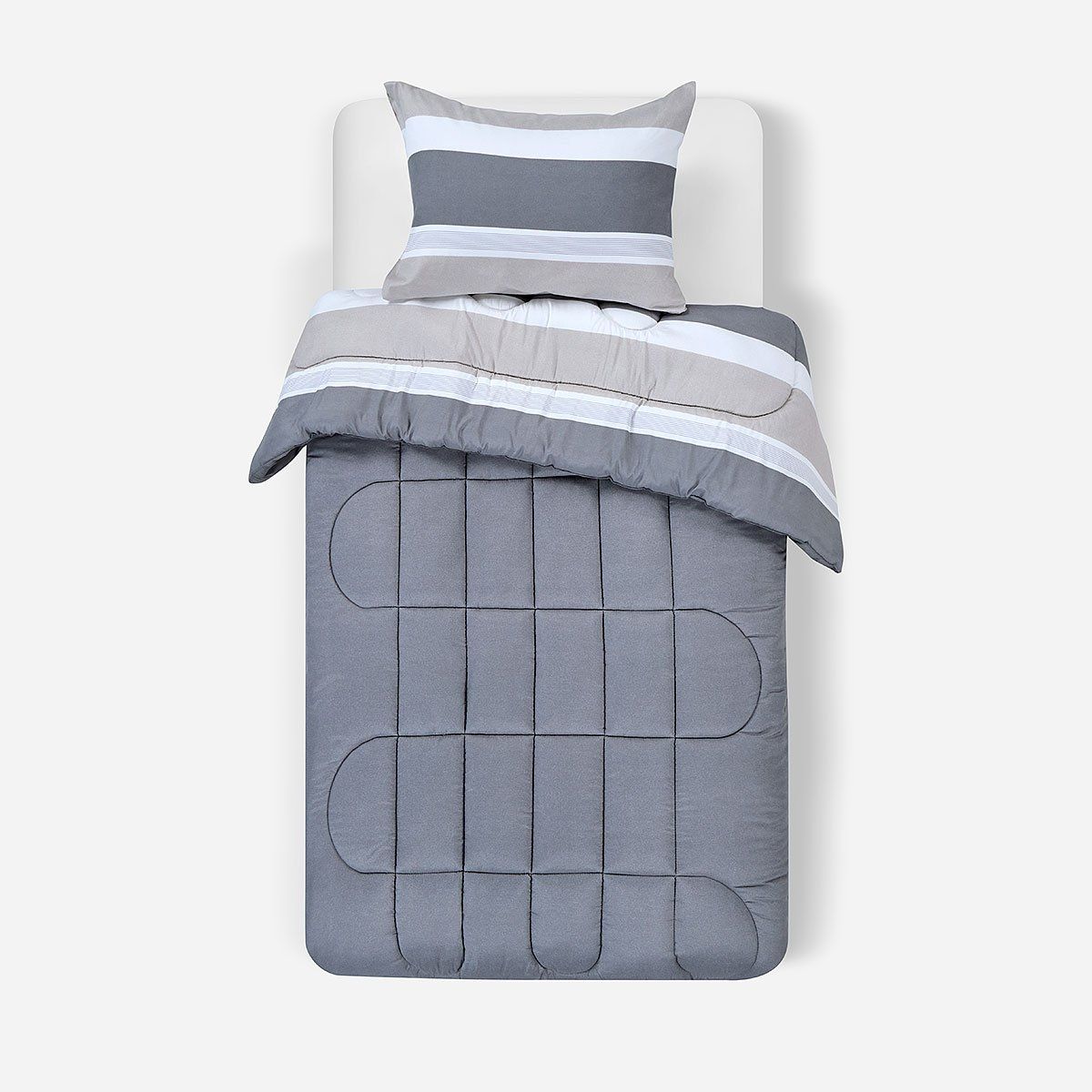 ROSEN - Plumón Reversible Soft Touch Amaro Gris 1,5 Plazas