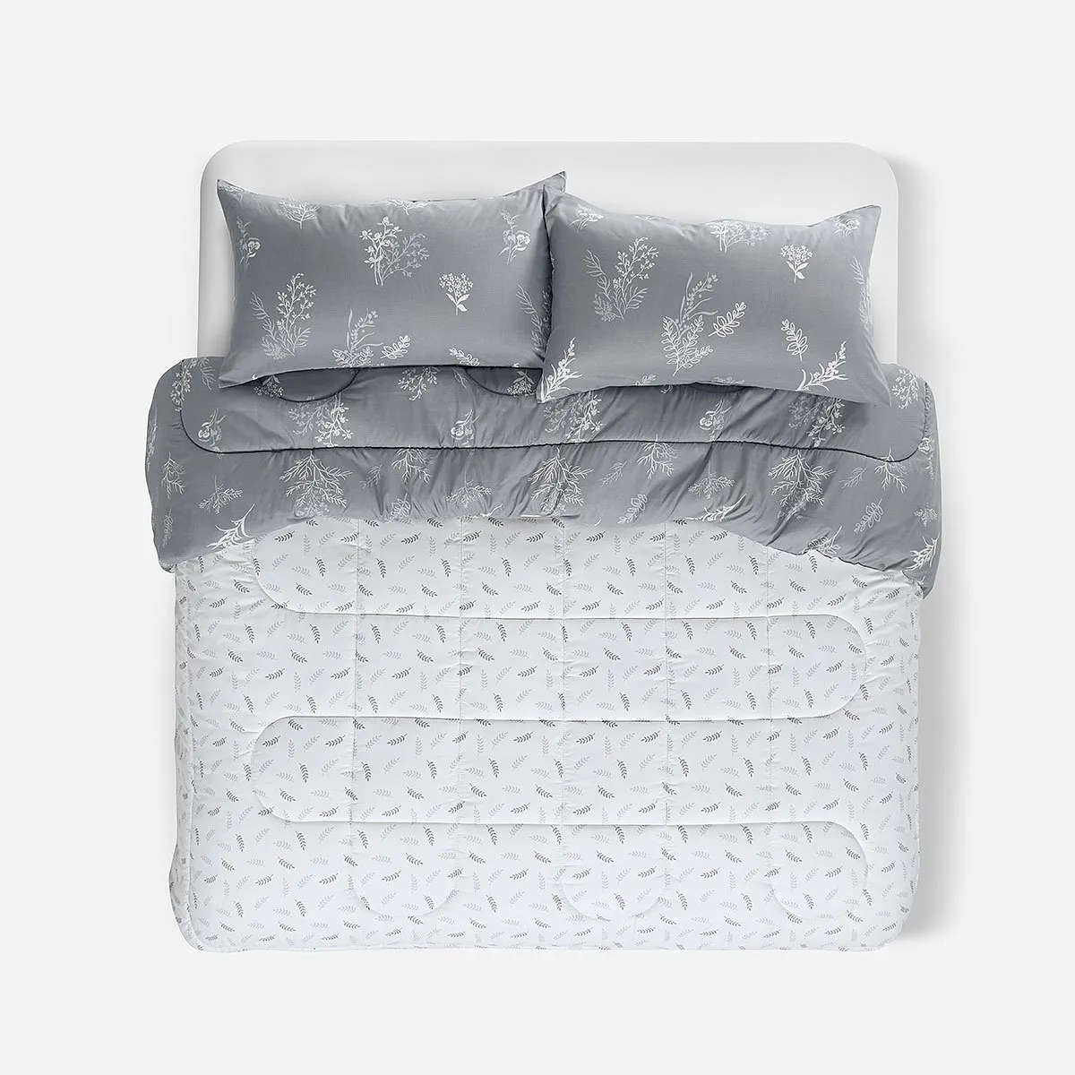 ROSEN - Plumón Reversible Soft Touch Astrid Gris/Blanco King