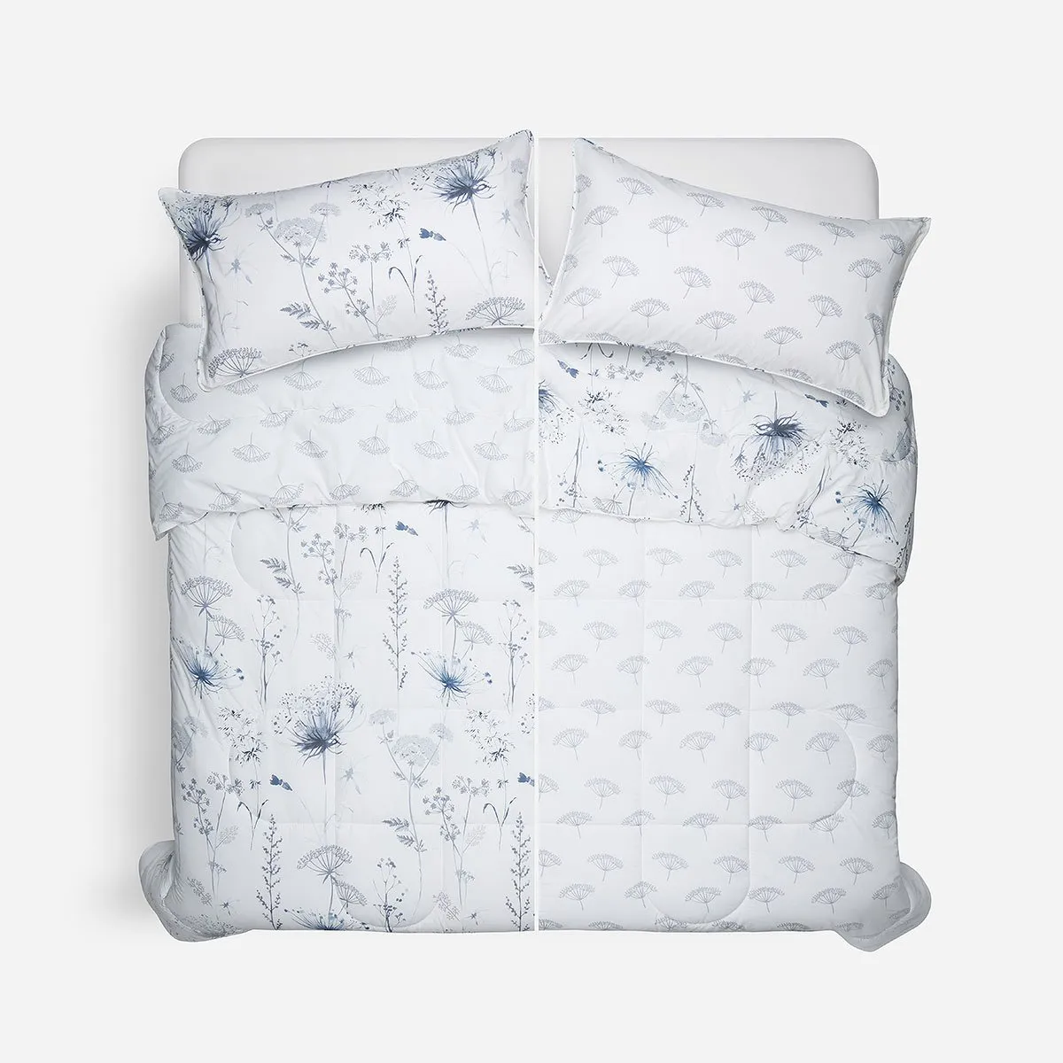 ROSEN - Plumón Algodón Reversible Valencia Azul/Blanco 2 Plazas