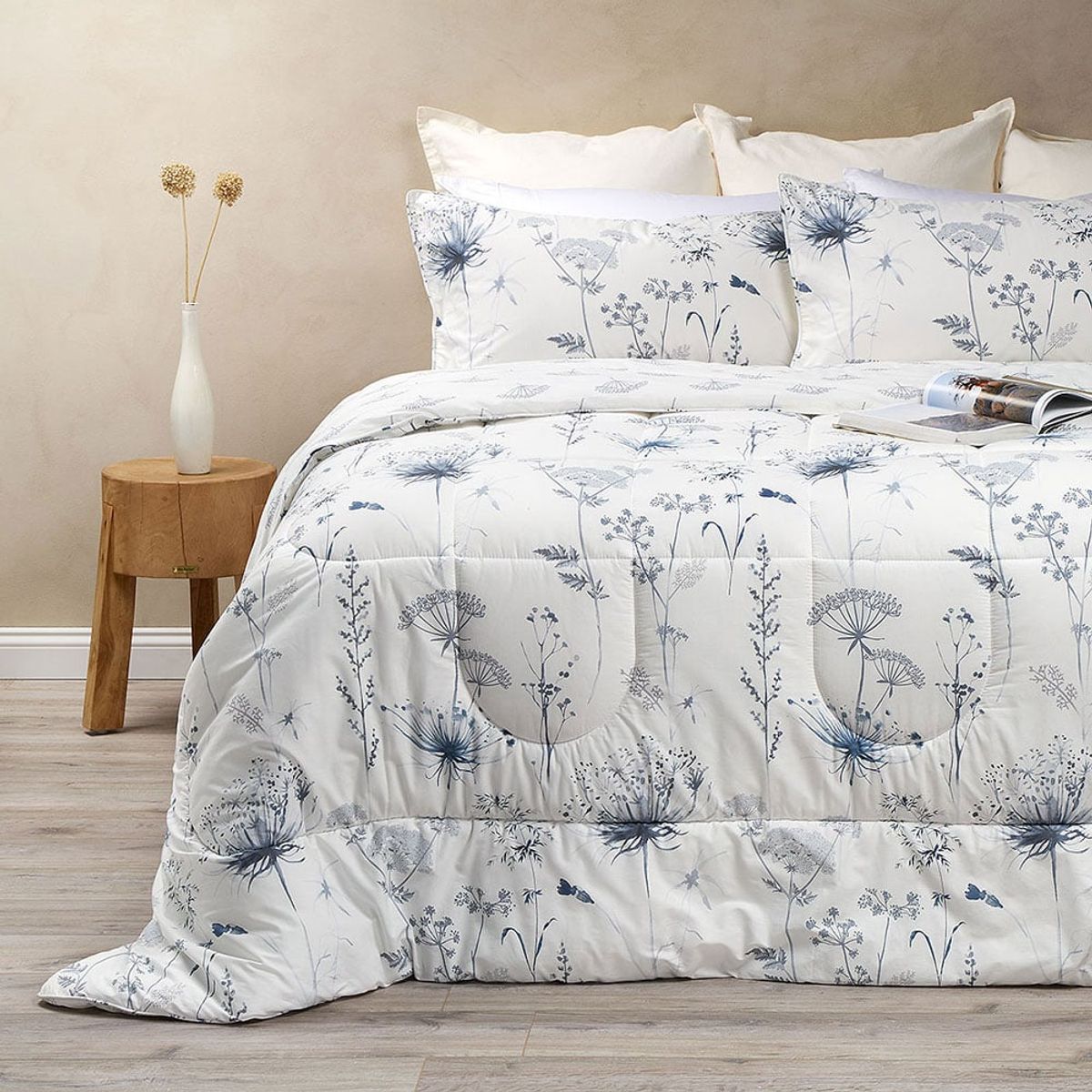 ROSEN - Plumón Algodón Reversible Valencia Azul/Blanco King