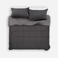 Plumón Bicolor Lines Reversible Charcoal King