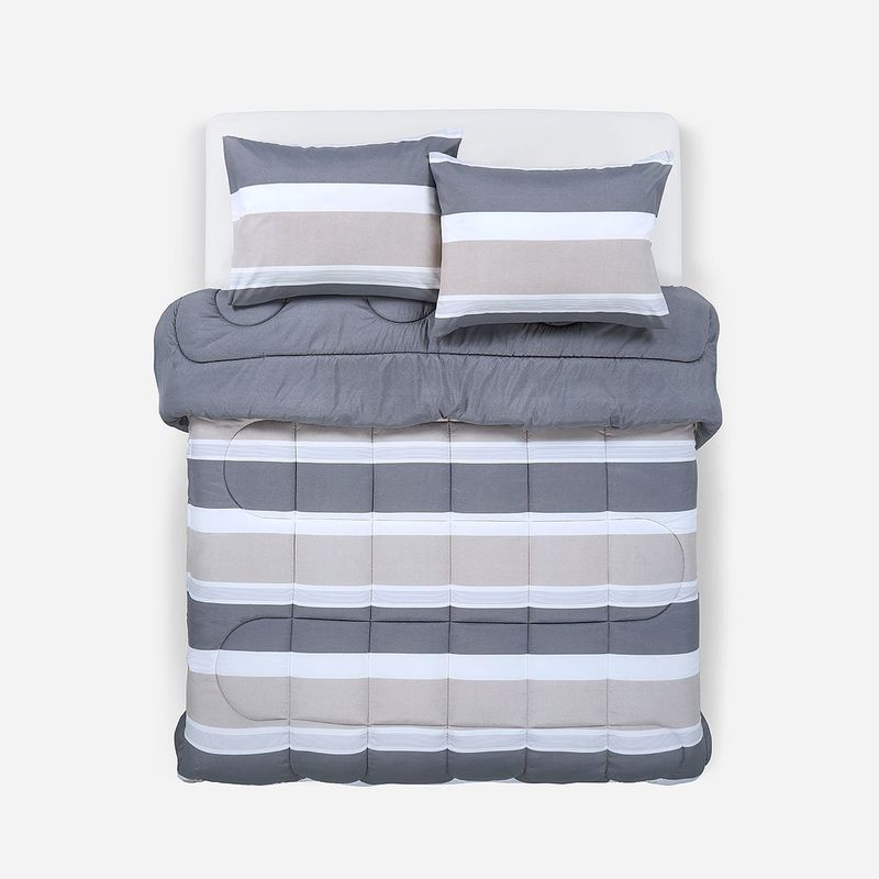 ROSEN - Plumón Reversible Soft Touch Amaro Gris 2 Plazas