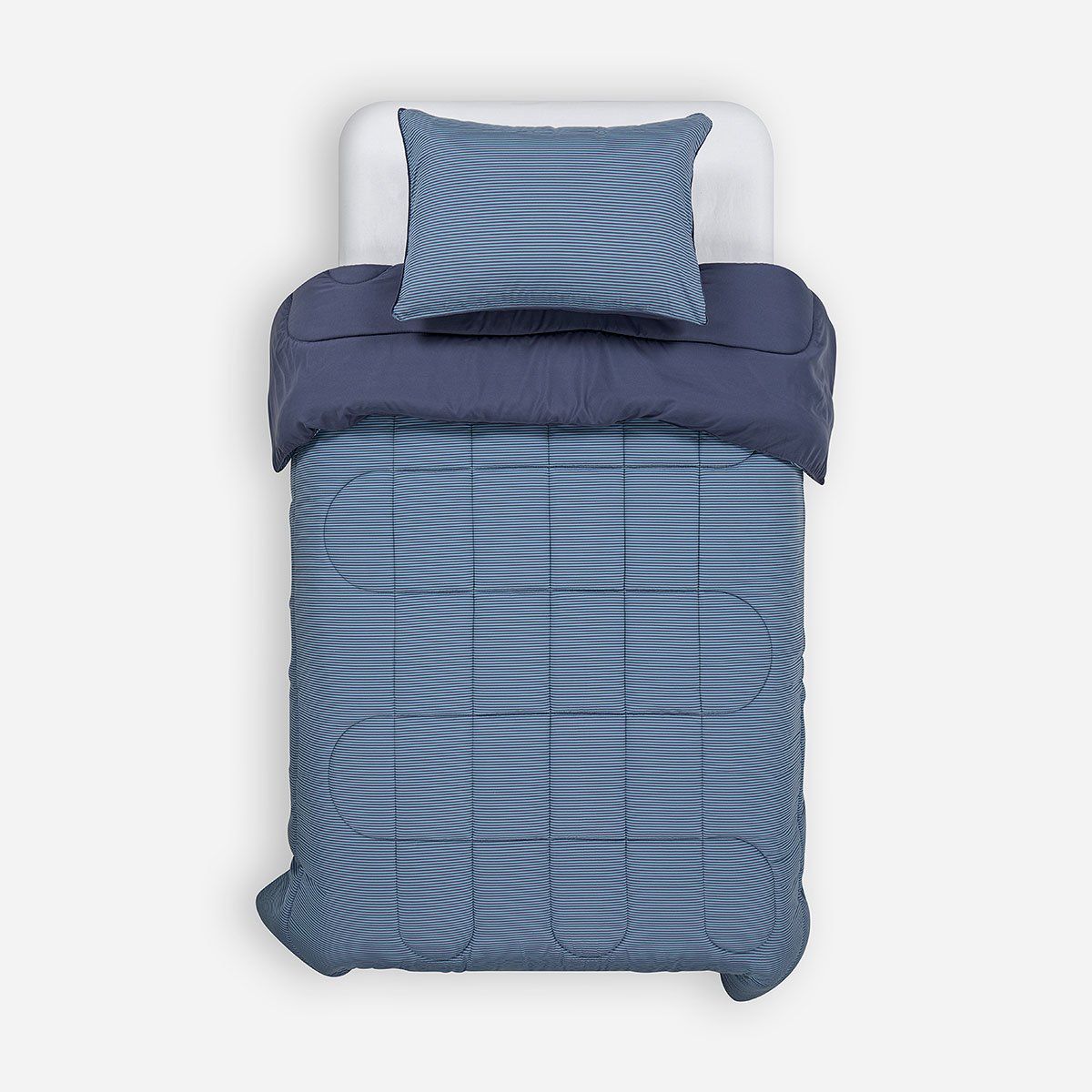 ROSEN - Plumón Bicolor Lines Reversible 1,5 Plazas Denim