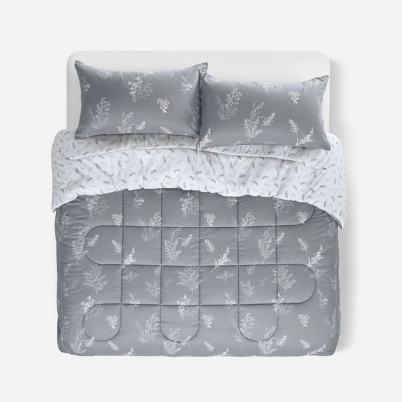 ROSEN - Plumón Reversible Soft Touch Astrid Gris/Blanco 2 Plazas