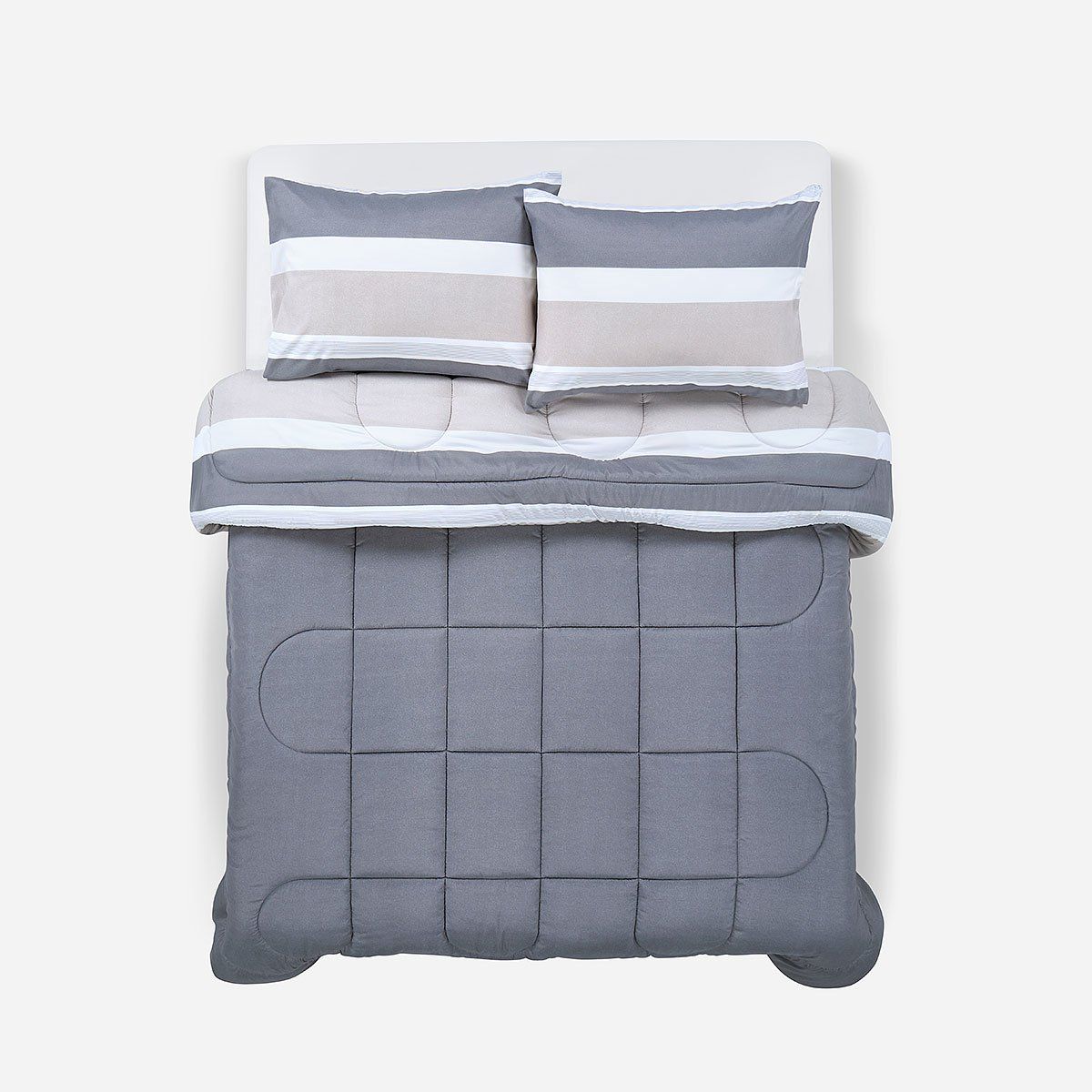 ROSEN - Plumón Reversible Soft Touch Amaro Gris King