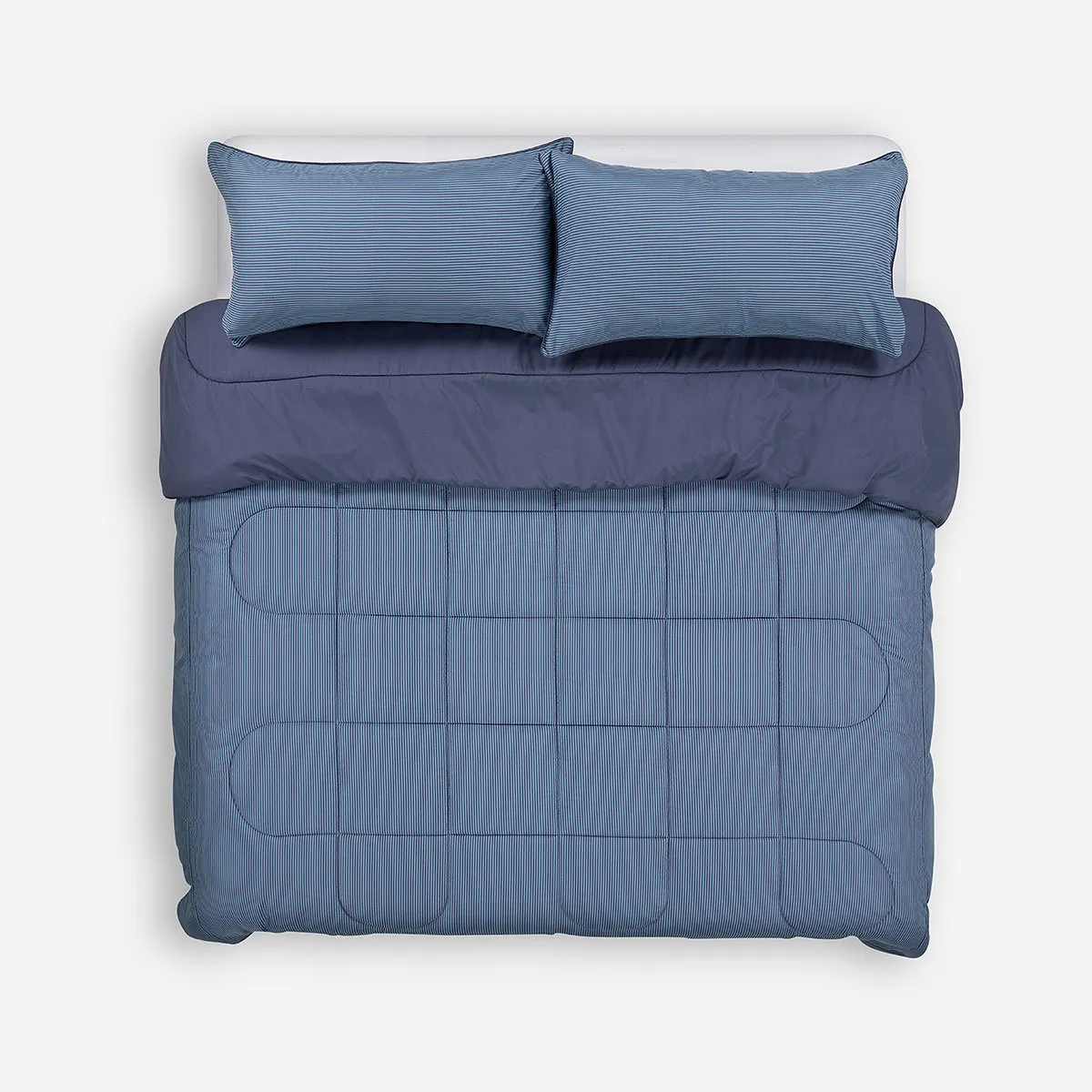 ROSEN - Plumón Bicolor Lines Reversible Denim 2 Plazas