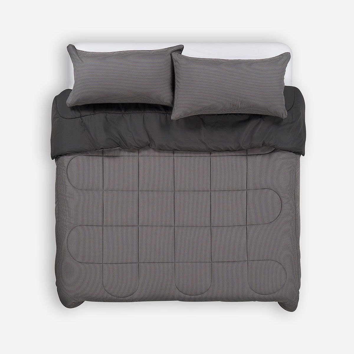 ROSEN - Plumón Bicolor Lines Reversible Charcoal 2 Plazas