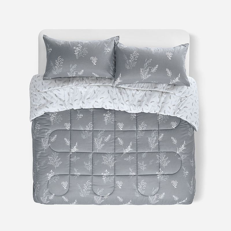 ROSEN - Plumón Reversible Soft Touch Astrid Gris/Blanco Súper King
