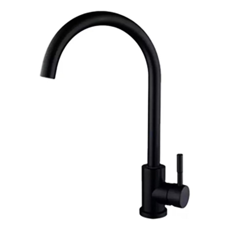 GENERICO - Grifería Monomando Cuello Cisne Negro Mate Acero Inoxidable