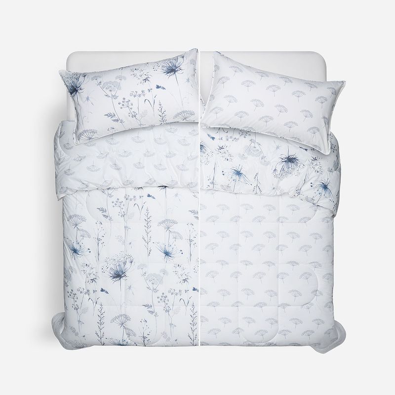 ROSEN - Plumón Algodón Reversible Valencia Azul/Blanco Súper King