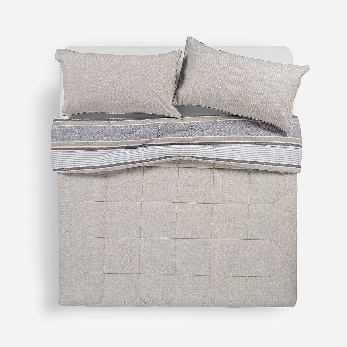 ROSEN - Plumón Algodón Reversible Bali Beige 1,5 Plazas