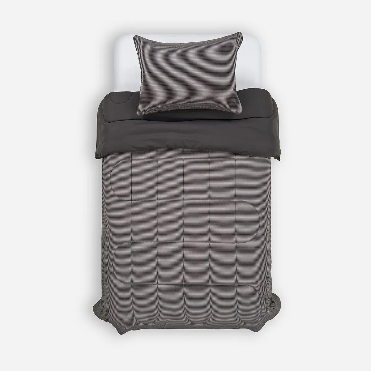 ROSEN - Plumón Bicolor Lines Reversible Charcoal 1,5 Plazas