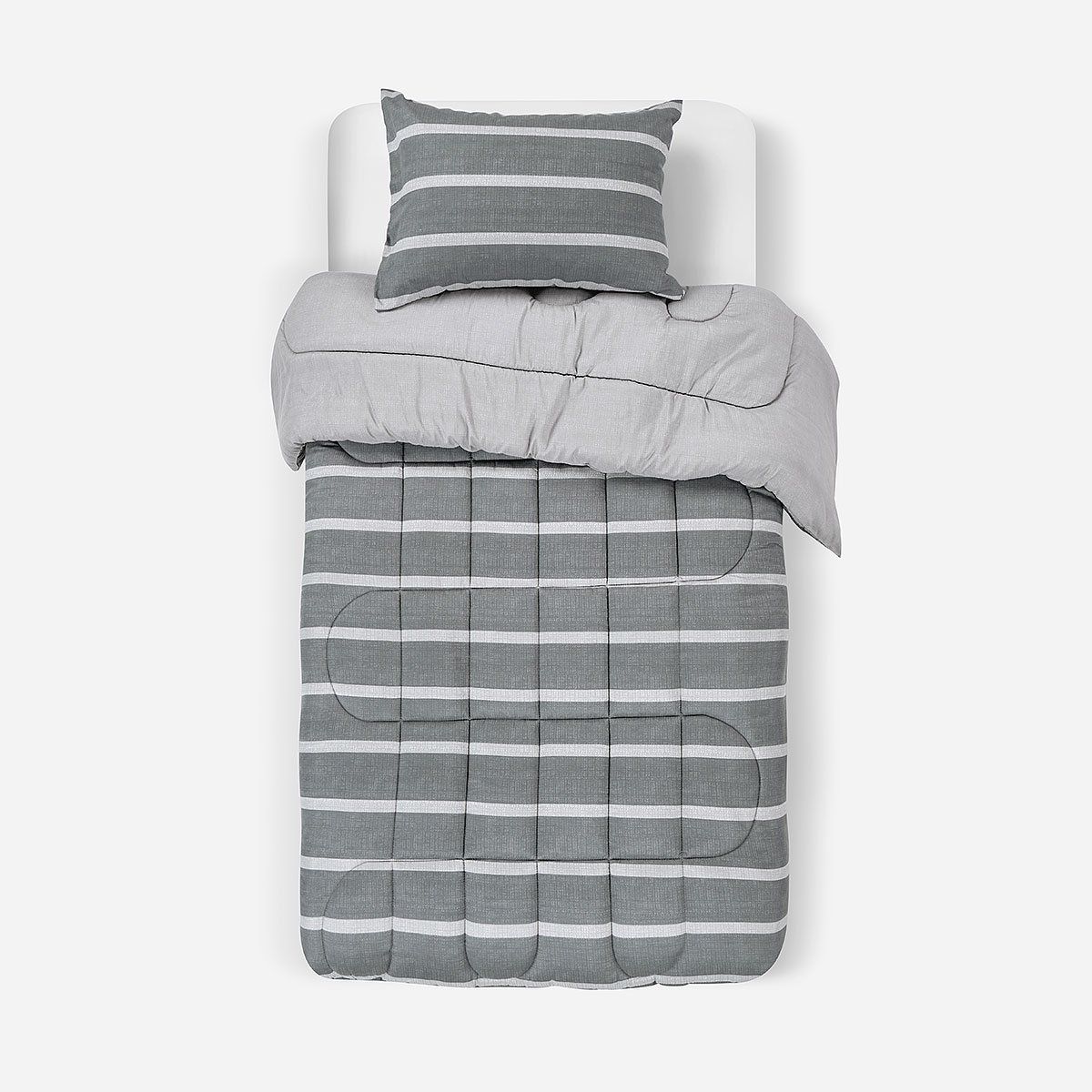 ROSEN - Plumón Reversible Soft Touch Alonso Gris 1,5 Plazas