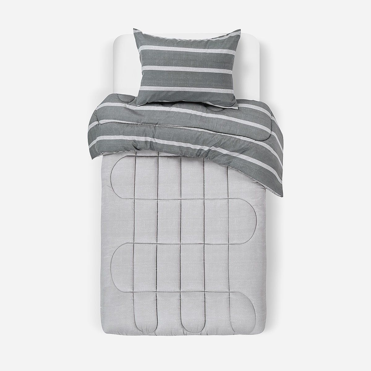 ROSEN - Plumón Reversible Soft Touch Alonso Gris 1,5 Plazas